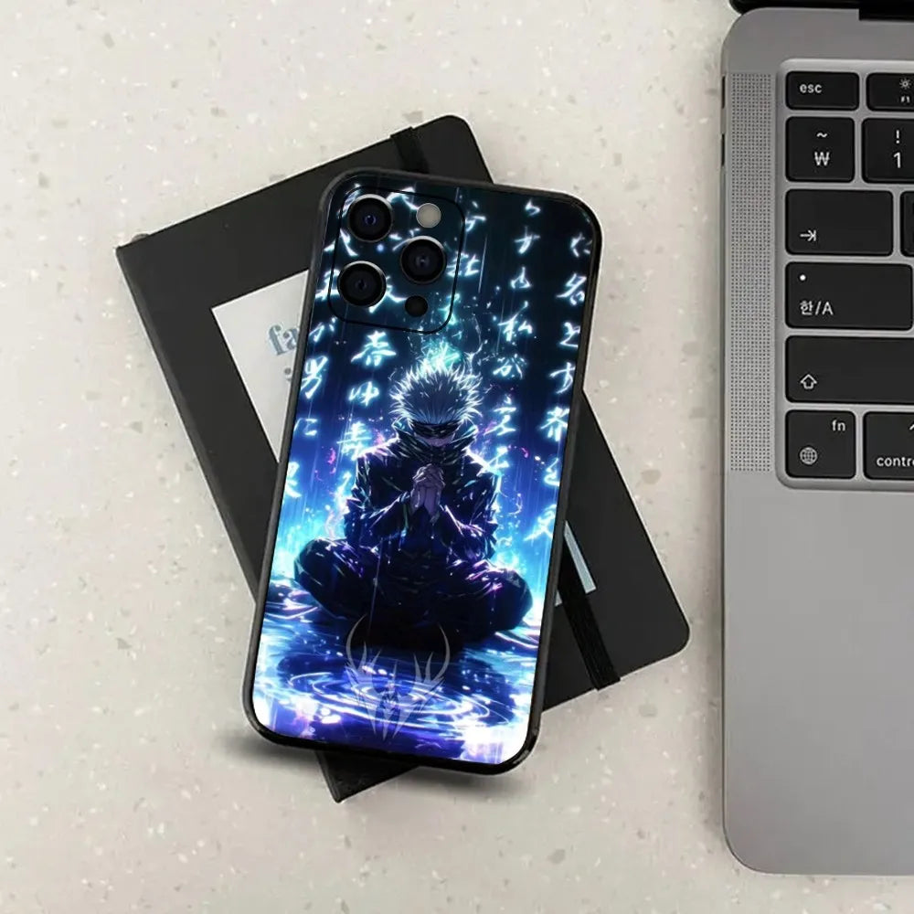 J-Jujutsu K-Kaisen G-Gojo Anime Phone Case For Apple iPhone 15,14,13,12,11,Pro,X,XS,Max,XR,Plus,Mini Soft Black Cover