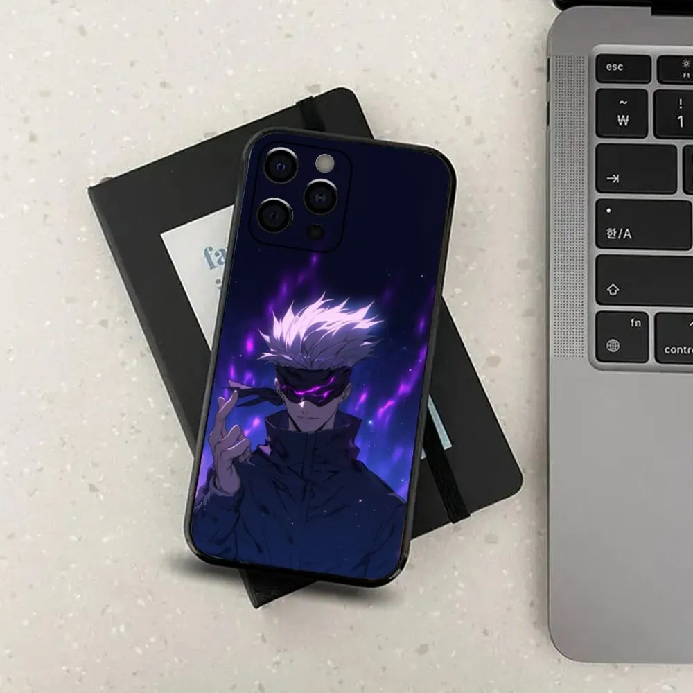 J-Jujutsu K-Kaisen G-Gojo Anime Phone Case For Apple iPhone 15,14,13,12,11,Pro,X,XS,Max,XR,Plus,Mini Soft Black Cover
