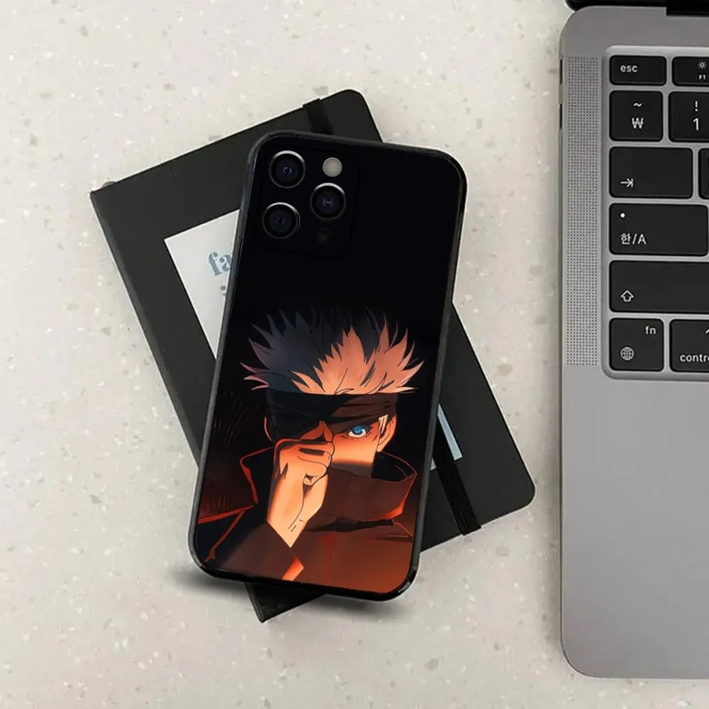 J-Jujutsu K-Kaisen G-Gojo Anime Phone Case For Apple iPhone 15,14,13,12,11,Pro,X,XS,Max,XR,Plus,Mini Soft Black Cover