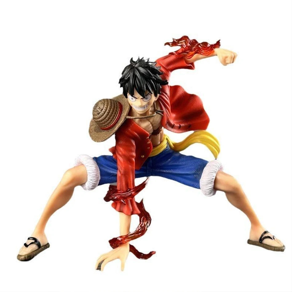 Anime One Piece Sun God Nika Luffy Squatting Character Handmade PVC Model Anime Peripheral Decoration Ornament Birthday Gift