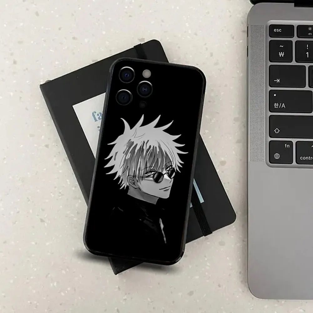 J-Jujutsu K-Kaisen G-Gojo Anime Phone Case For Apple iPhone 15,14,13,12,11,Pro,X,XS,Max,XR,Plus,Mini Soft Black Cover