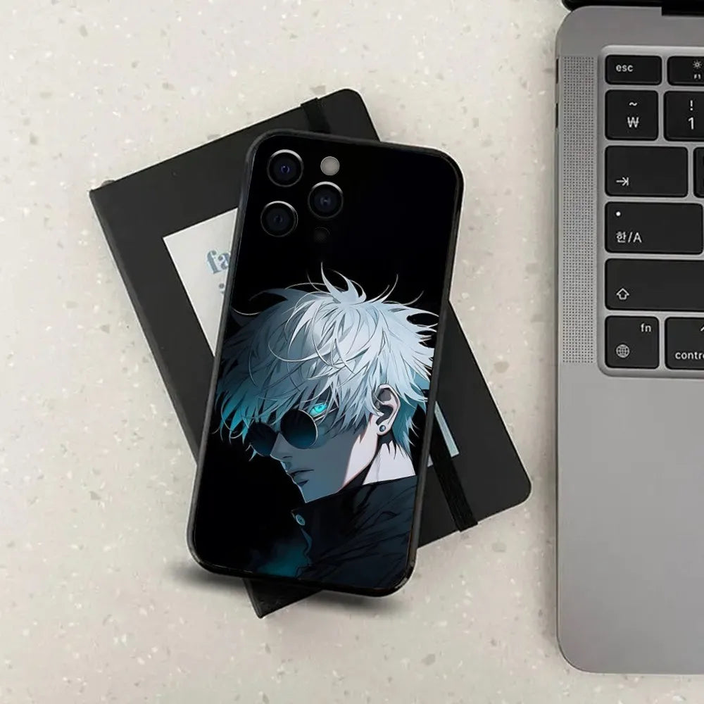 J-Jujutsu K-Kaisen G-Gojo Anime Phone Case For Apple iPhone 15,14,13,12,11,Pro,X,XS,Max,XR,Plus,Mini Soft Black Cover