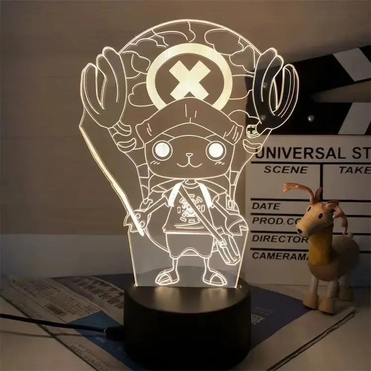 Anime ONE PIECE Led Acrylic Stand Kids Night Light Zoro Luffy Nami Action Figure for Child Bedroom Decoration Desk 3d Lamp Gift