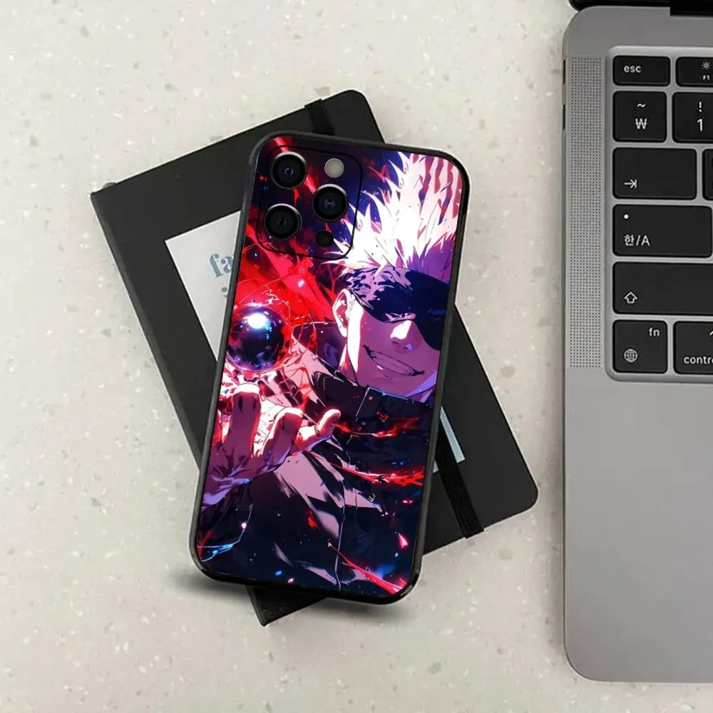 J-Jujutsu K-Kaisen G-Gojo Anime Phone Case For Apple iPhone 15,14,13,12,11,Pro,X,XS,Max,XR,Plus,Mini Soft Black Cover