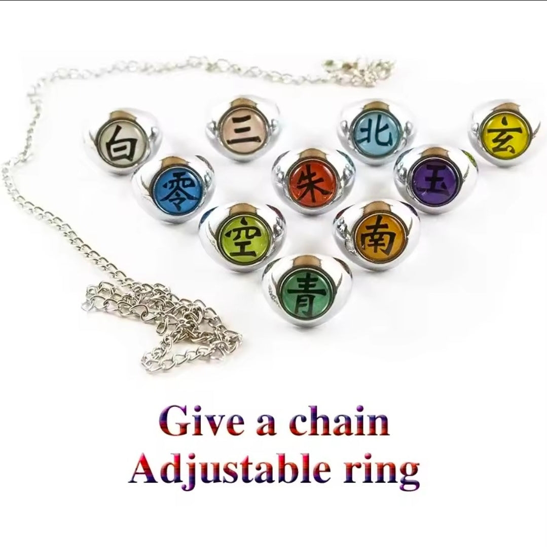 Coffret 10 Anneaux Akatsuki – Naruto Shippuden | Bagues Cosplay & Collection