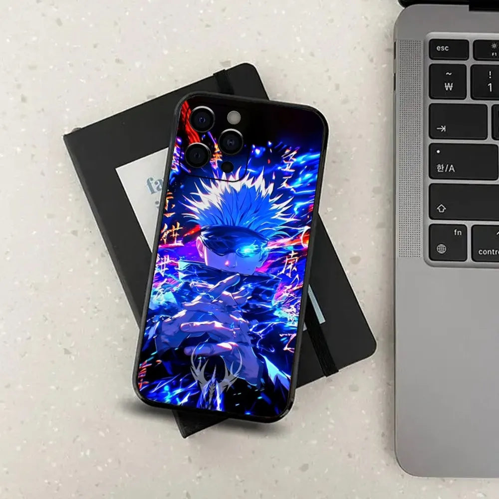 J-Jujutsu K-Kaisen G-Gojo Anime Phone Case For Apple iPhone 15,14,13,12,11,Pro,X,XS,Max,XR,Plus,Mini Soft Black Cover