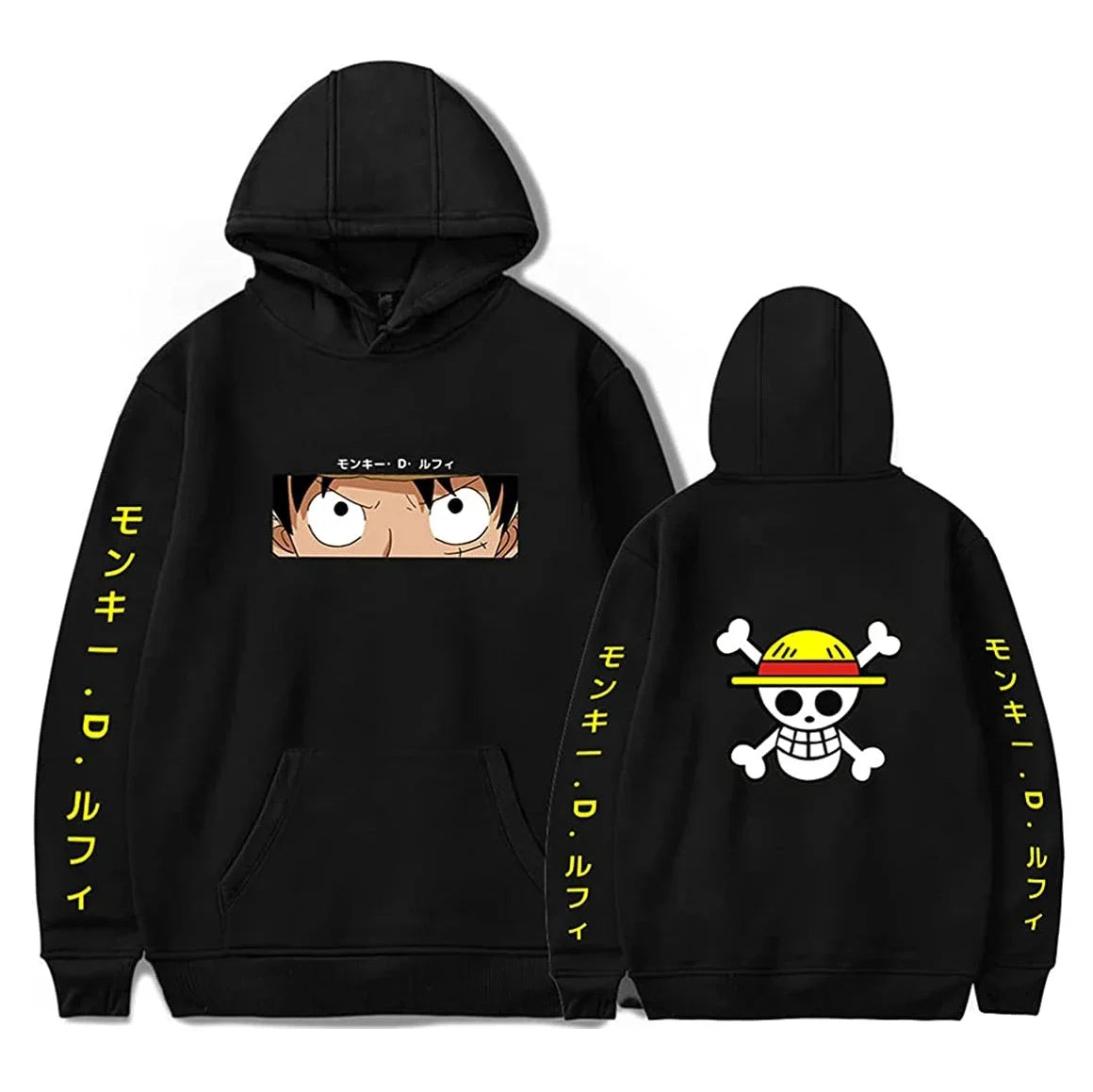 Spring Autumn Men Fashion Hoodie MONKEY D LUFFY Clothing Casual Hooded Solid Color Streetwear Male Cartoon One Piece Pullover