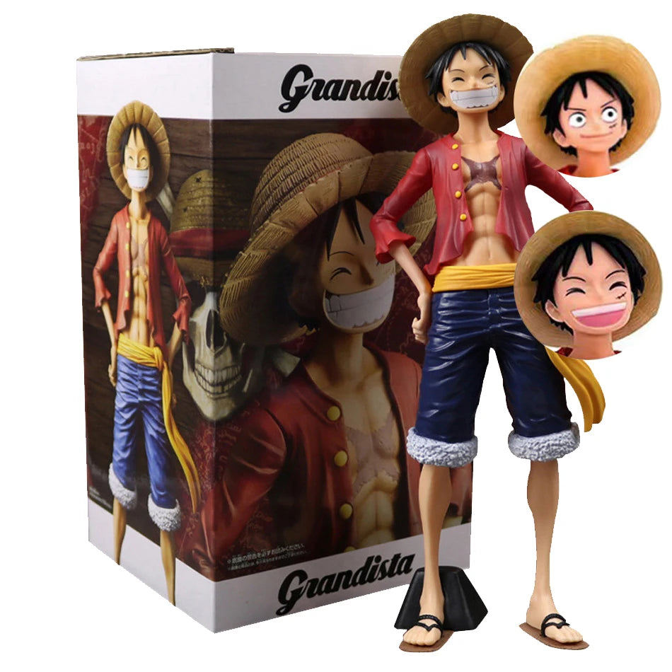 28cm One Piece Anime Figure Confident Smiley Luffy Three Form Face Changing Action Figurine Doll PVC Model Toys Collection Gifts