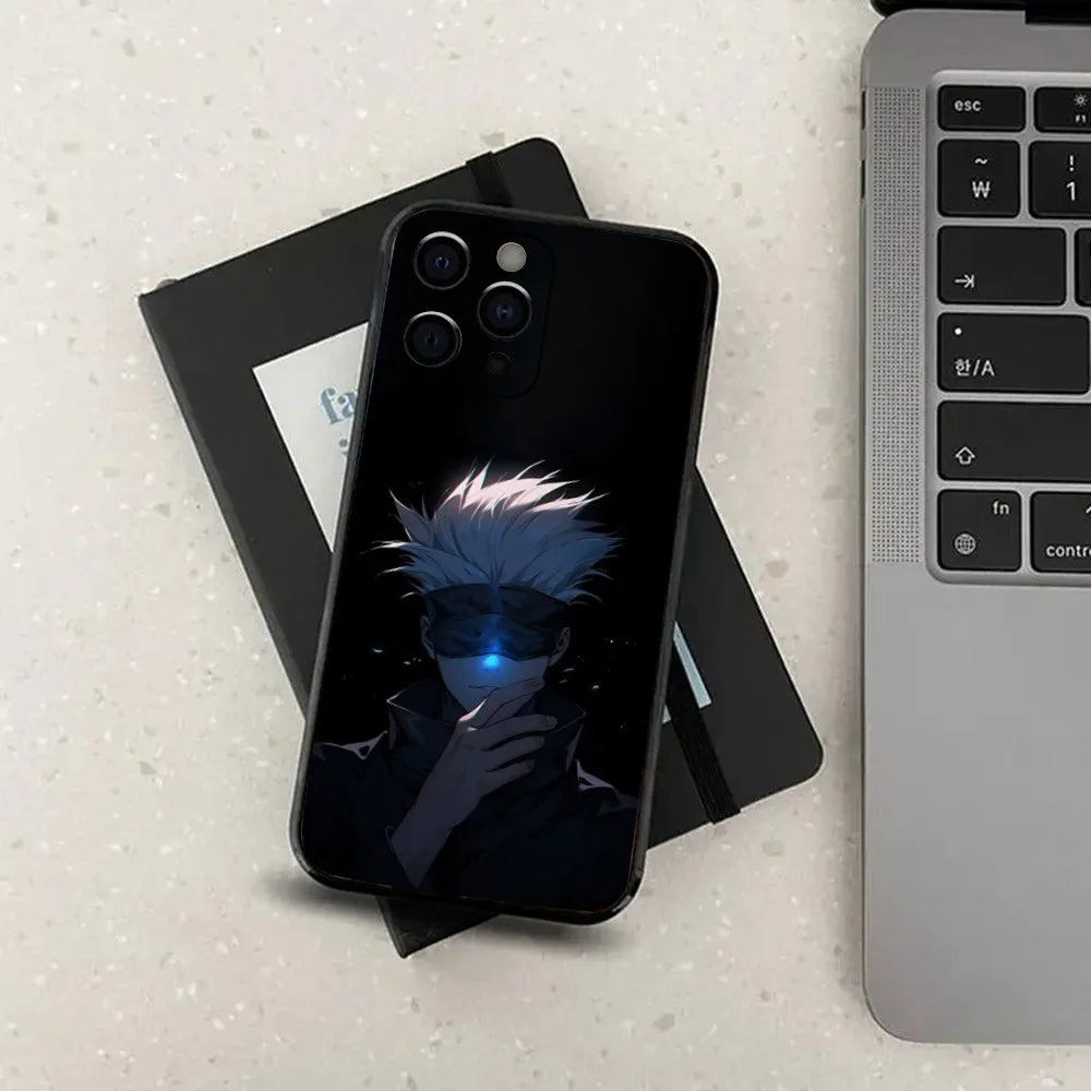 J-Jujutsu K-Kaisen G-Gojo Anime Phone Case For Apple iPhone 15,14,13,12,11,Pro,X,XS,Max,XR,Plus,Mini Soft Black Cover